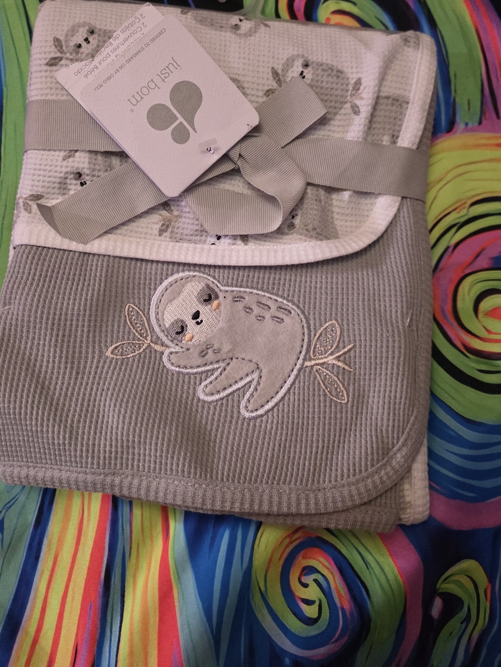 Grey Sloth Baby Blanket - Grey